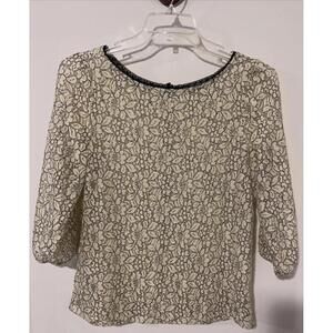 Loft Womens Medium Yellow Floral Sheer 3/4 Sleeved Blouse! A3756